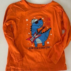 Kids Long Sleeve Orange Dino Tee